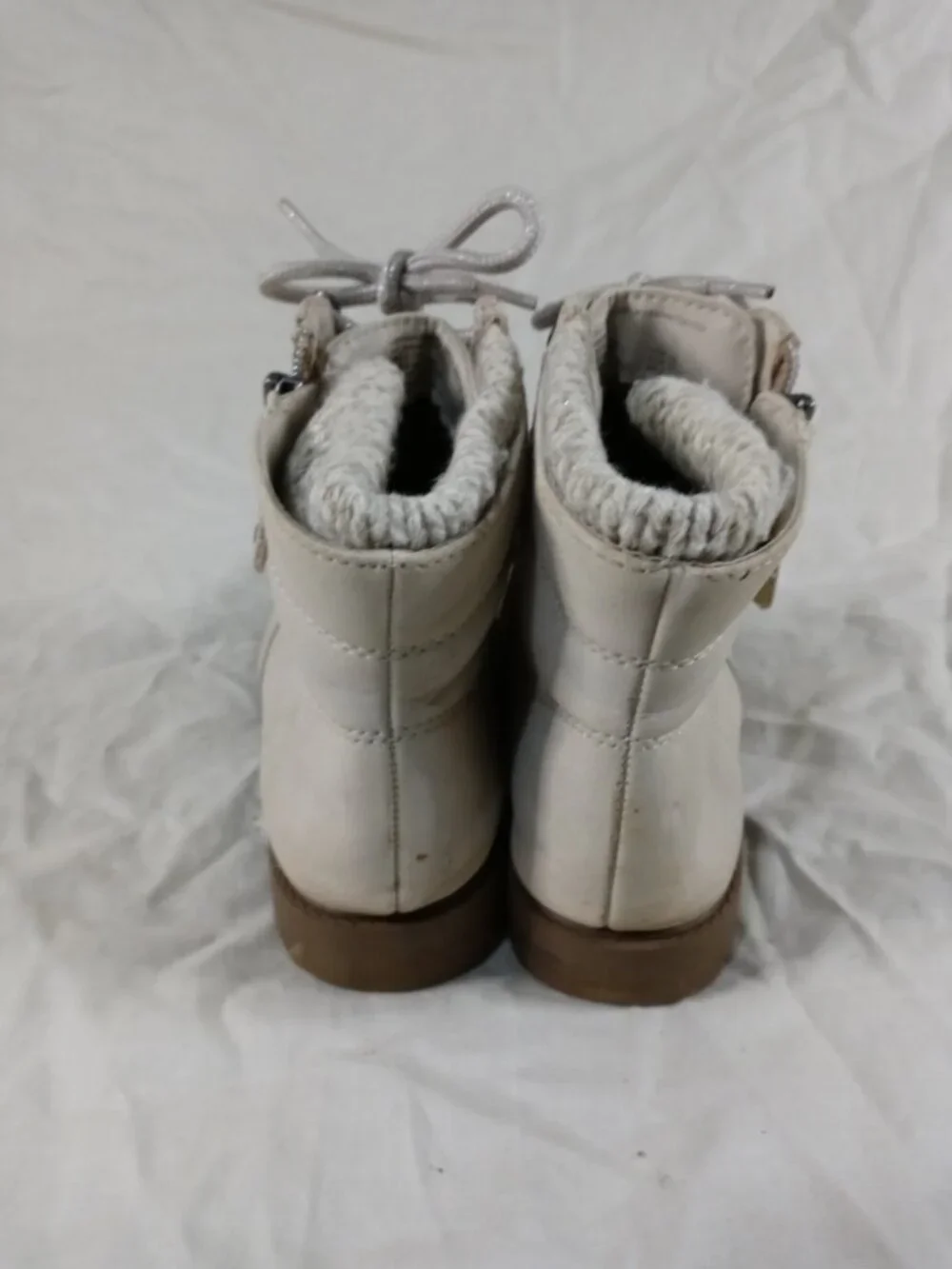 Wonder Nation Girls Beige/ Brown Lace & Zip Up Combat Boots Size 13 in Good Cond